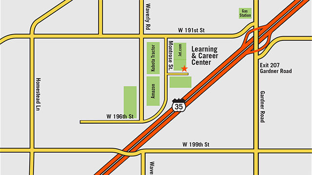 A map depicting the location of the 学习 and Career Center